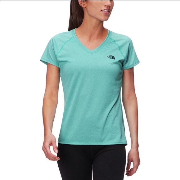 The North Face Tops - The North Face Reaxion Amp V-Neck T-Shirt Teal Green XS
